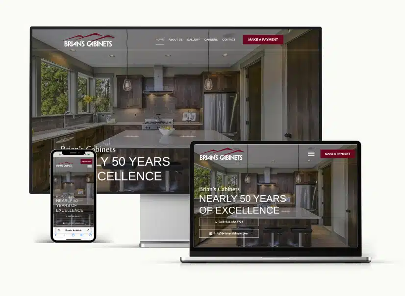 Brian's Cabinets redesigned website shown across devices
