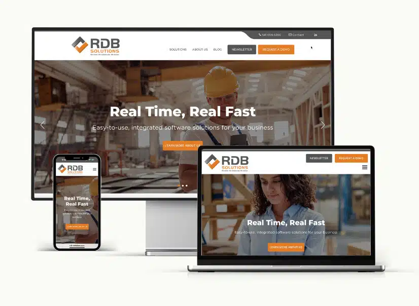 RDB Solutions redesigned ERP software website shown across devices