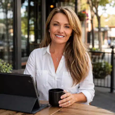Justine Kingston, brand strategist and founder of Just By Design, in downtown Bend, Oregon